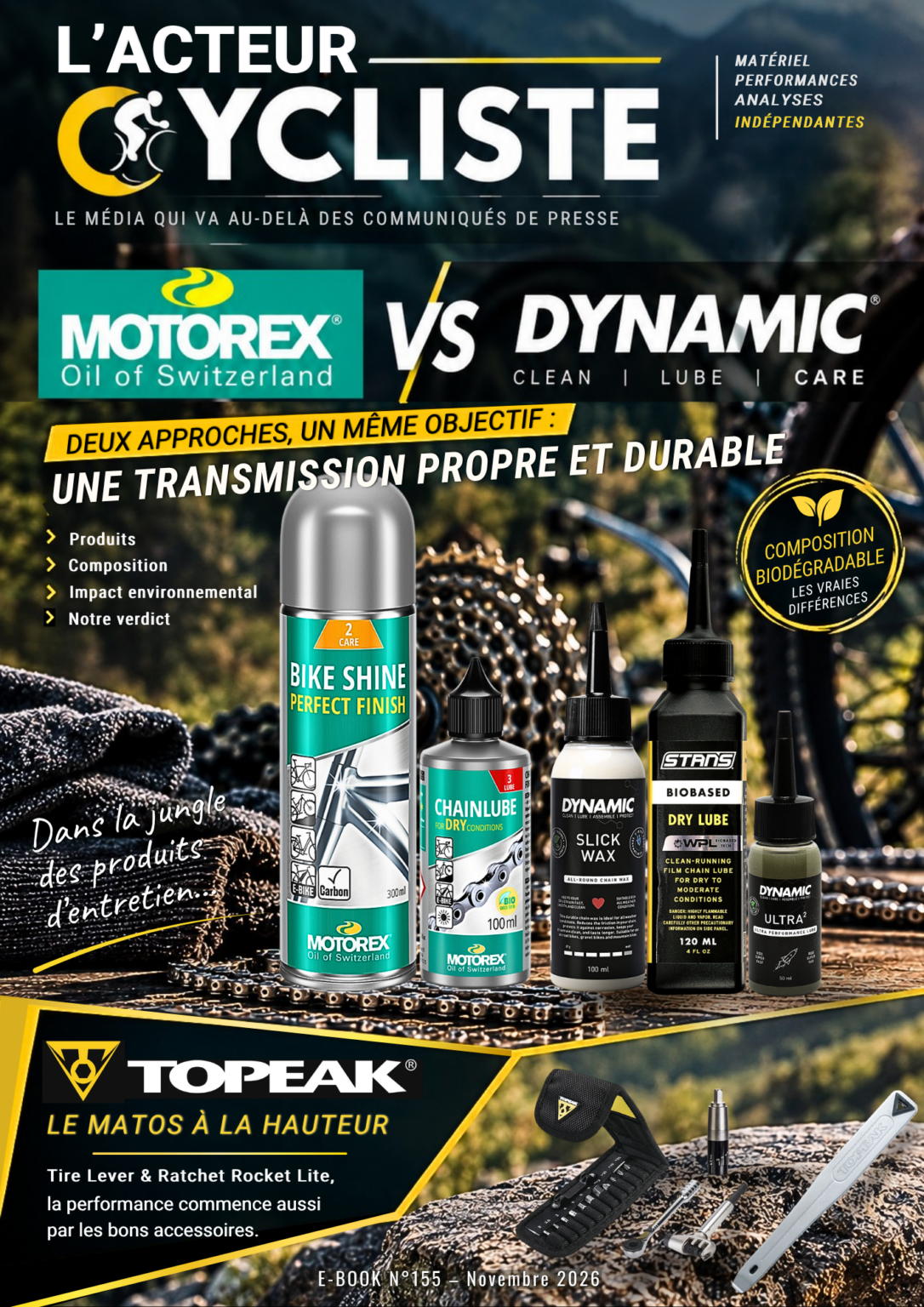 Entretien vélo : Motorex vs Dynamic, lubrifiants, nettoyage et outils Topeak